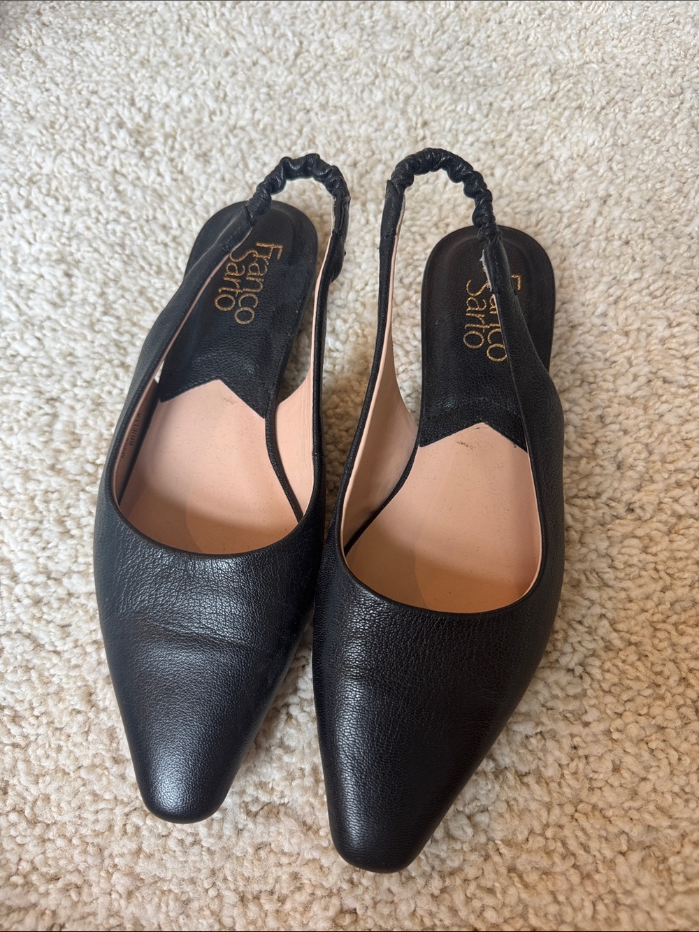 Franco Sarto Black Pointed Slingback Flats